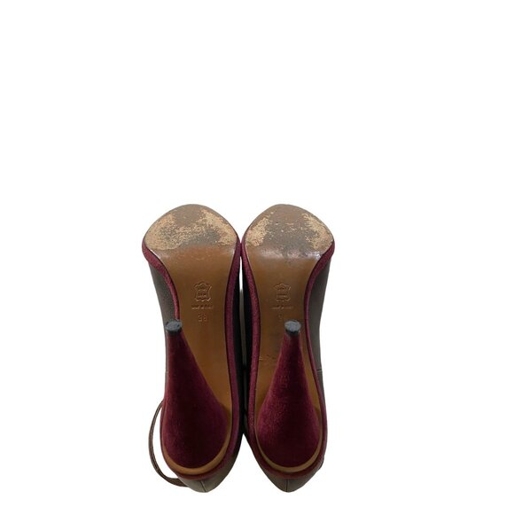 Missoni Leather Ankle Strap Pumps Brown Size 38 Stealth Wealth Boho Glam Classic - Picture 10 of 13